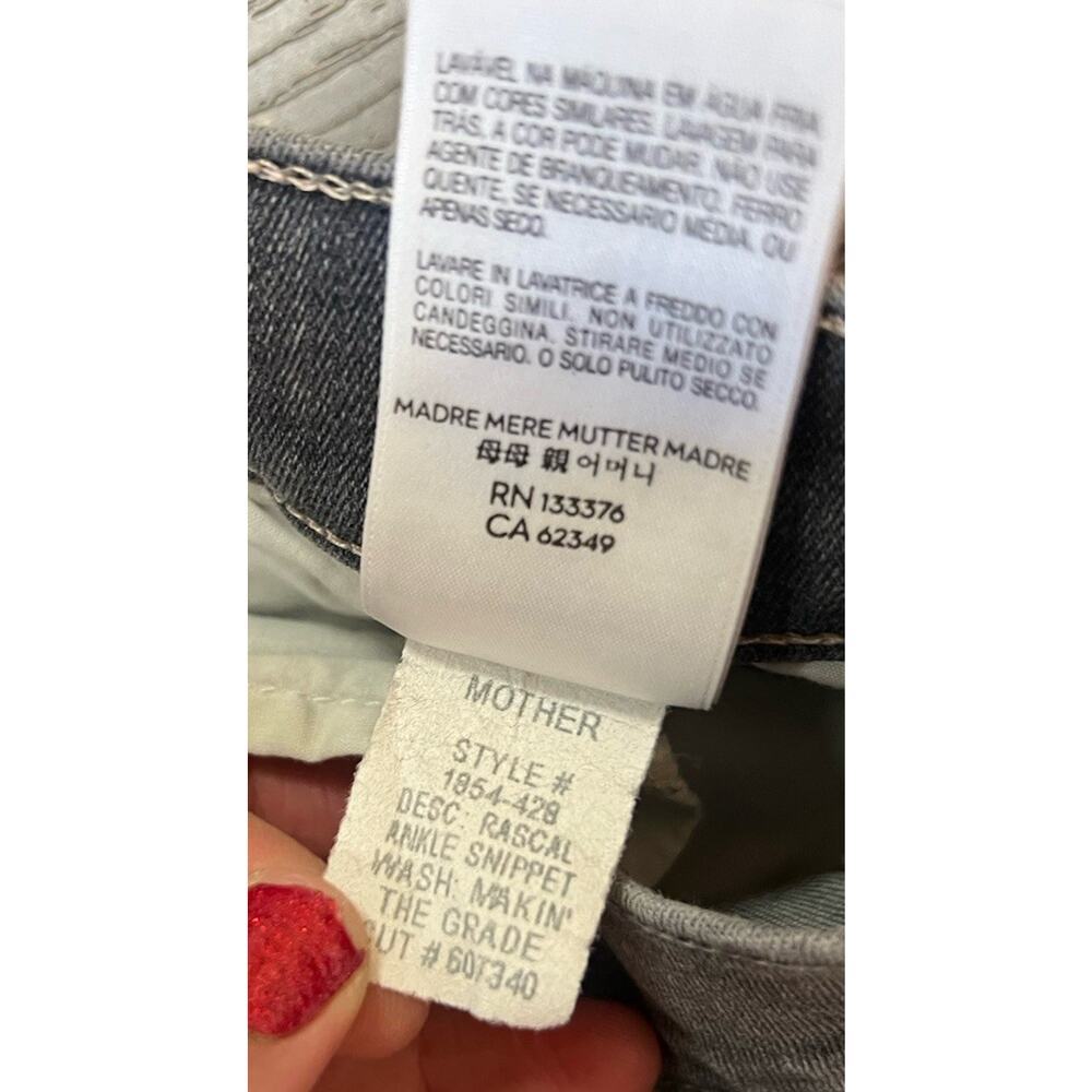 MOTHER The Rascal Ankle Snippet Jeans In Makin’ The Grade - Gray - Size 26 - Picture 7 of 9